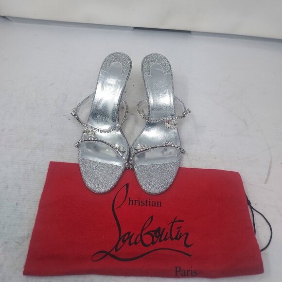 Christian Louboutin Silver Just Queen Crystal Bridal Wedding Heel Sandal - Picture 6 of 12
